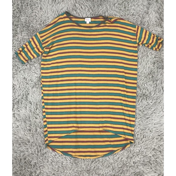 LuLaRoe Irma Small Green Orange Purple Striped - Picture 4 of 9